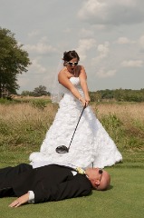 Potter enjoying some time on the links during her 2012 wedding to her (brave) husband Cory.